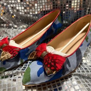 Dream Walkers Artemis Handmade Stylish Camouflage Ballet Flats with Red Bow